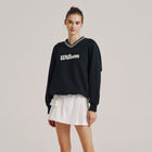 오버사이즈 브이넥 기모 맨투맨 W