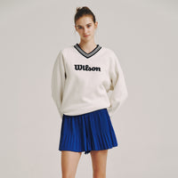 오버사이즈 브이넥 기모 맨투맨 W